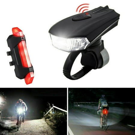 MTB Bike Bicycle Cycling USB Rechargeable LED Head Front Light Rear Tail Lamp.